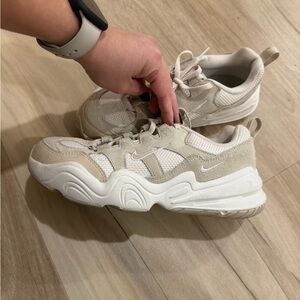 Nike Women's Cream and White Sneakers